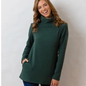Dudley Stephens Cobble Hill Turtleneck in Hunter green Terry fleece